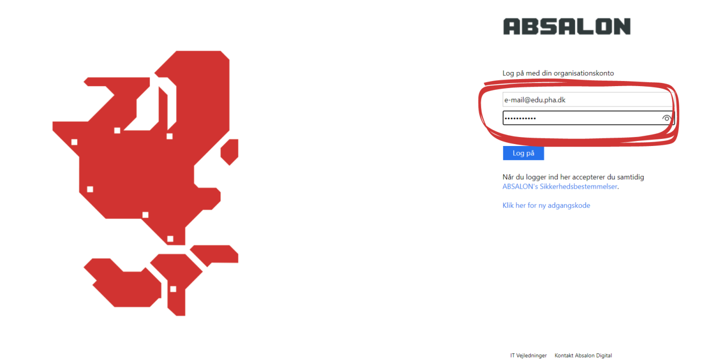 Skærmbillede der viser hvordan man opretter en konto hos Mendeley: fjerde skridr, log derefter ind med dit Absalon login